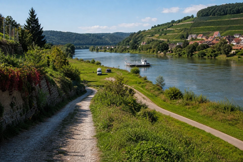 Schmale Zufahrt zu einer Wiesenparzelle (mit AI erstelltes Bild)